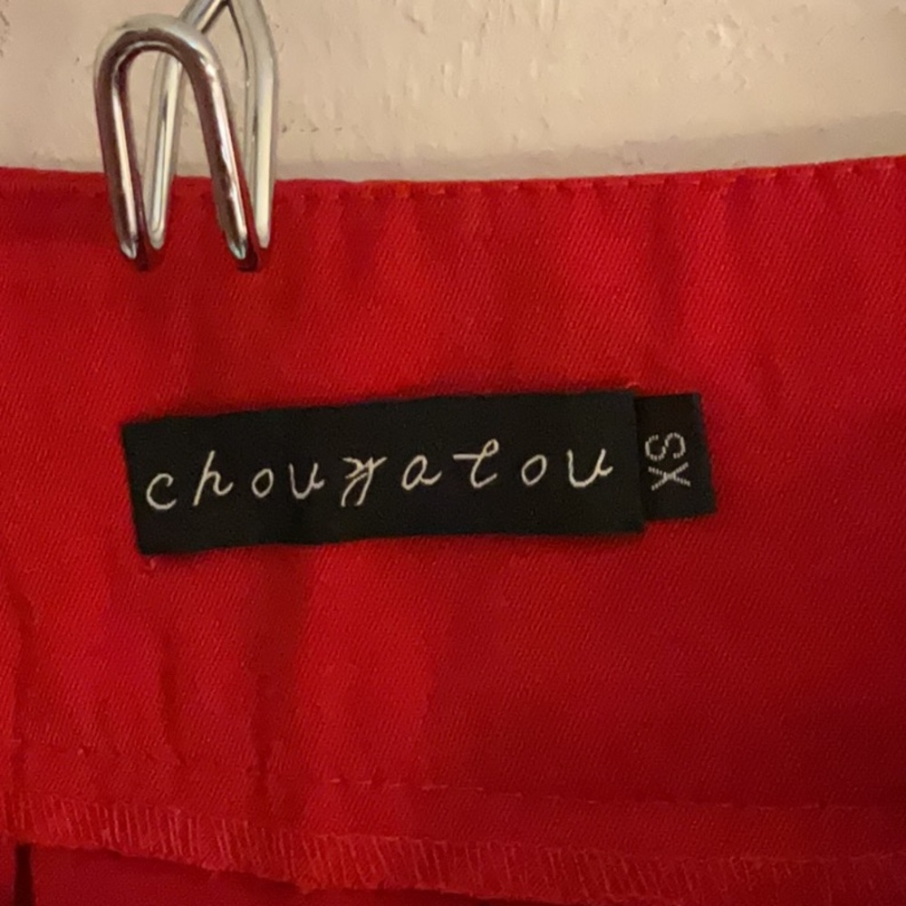Sale! Chouyatou Pleated Mini Skirt w/Button Detail, Size XS, Red - Picture 6 of 6